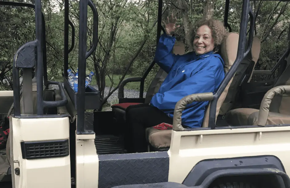 Stephanie In safari Truck